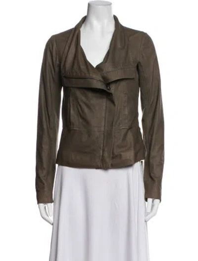 Pre-owned Vince Leather Biker Jacket In Brown