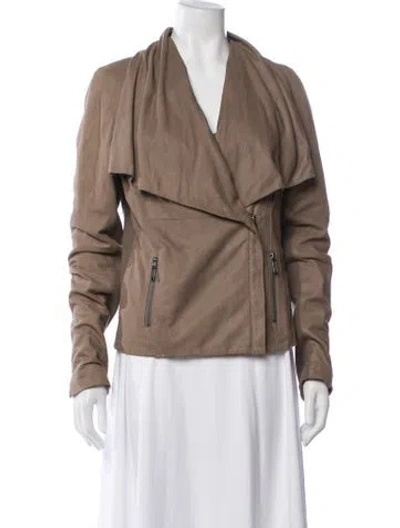 Pre-owned Vince Leather Biker Jacket In Brown