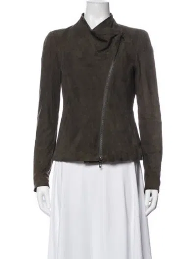 Pre-owned Vince Leather Biker Jacket In Brown