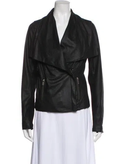 Pre-owned Vince Leather Biker Jacket In Gray