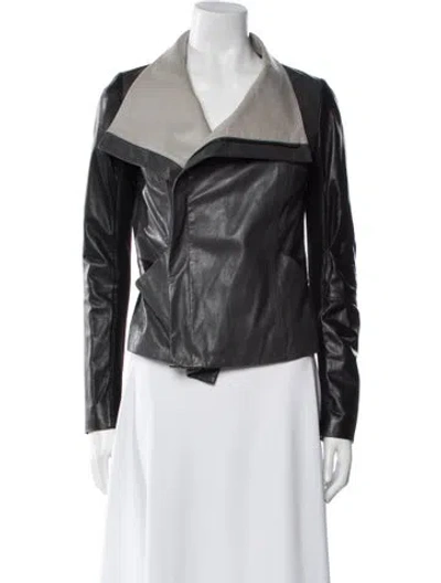 Pre-owned Vince Leather Biker Jacket In Gray
