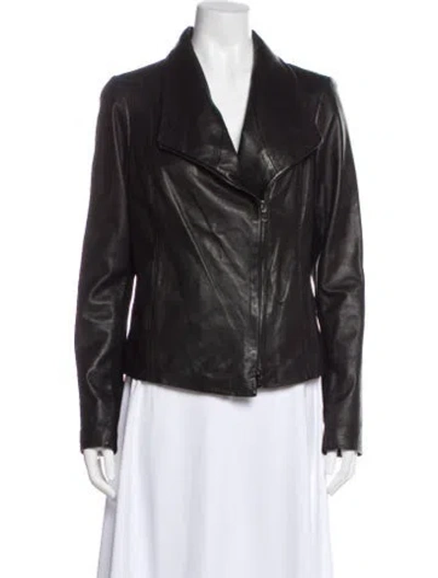 Pre-owned Vince Leather Biker Jacket In Gray