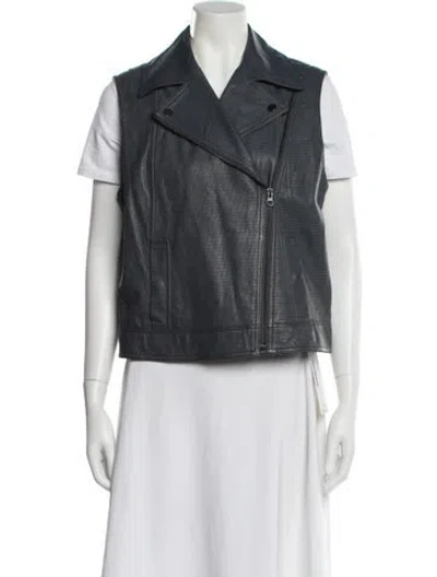 Pre-owned Vince Leather Biker Jacket In Gray