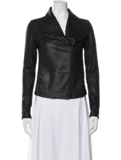 Pre-owned Vince Leather Biker Jacket In Gray