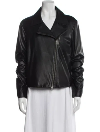 Pre-owned Vince Leather Biker Jacket In Gray