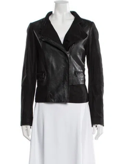 Pre-owned Vince Leather Biker Jacket In Gray