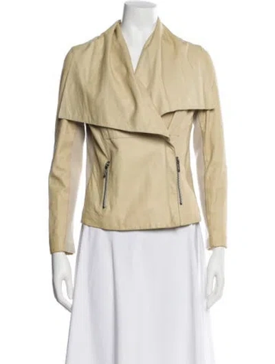Pre-owned Vince Leather Biker Jacket In Neutral