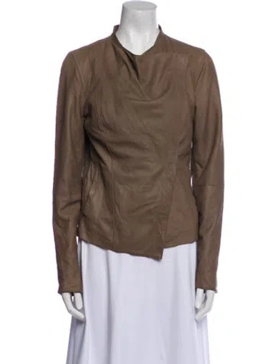 Pre-owned Vince Leather Biker Jacket In Neutral