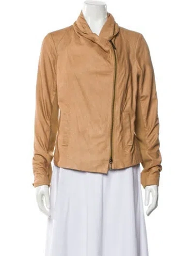 Pre-owned Vince Leather Biker Jacket In Neutral