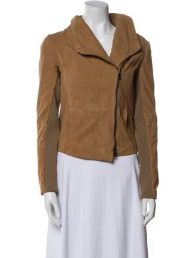 Pre-owned Vince Leather Biker Jacket In Neutral