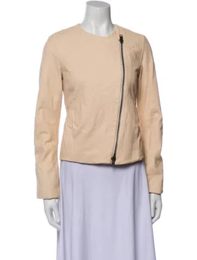 Pre-owned Vince Leather Biker Jacket In Neutral