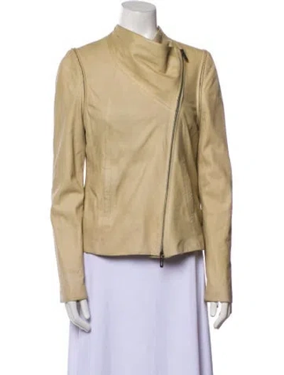 Pre-owned Vince Leather Biker Jacket In Neutral
