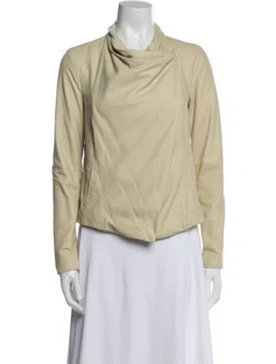 Pre-owned Vince Leather Biker Jacket In Neutral
