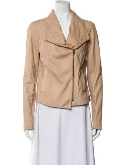 Pre-owned Vince Leather Biker Jacket In Neutral