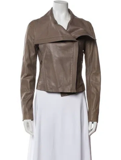 Pre-owned Vince Leather Biker Jacket In Neutral