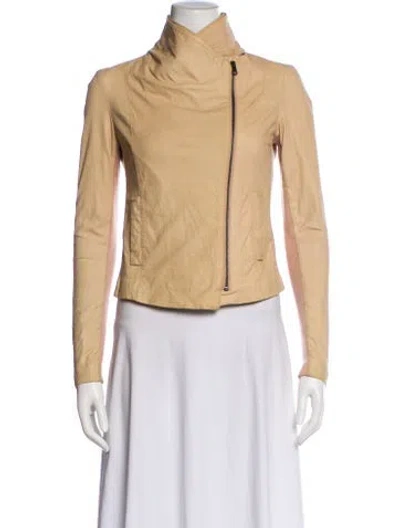 Pre-owned Vince Leather Biker Jacket In Neutral