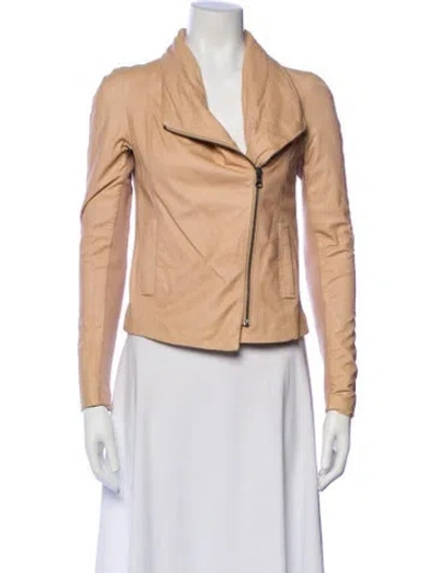 Pre-owned Vince Leather Biker Jacket In Neutral