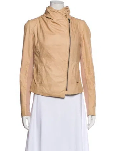Pre-owned Vince Leather Biker Jacket In Neutral
