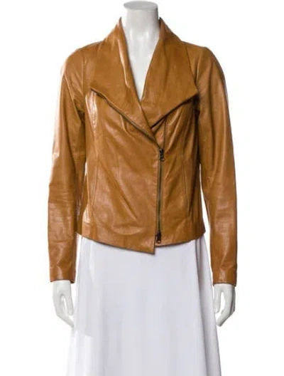 Pre-owned Vince Leather Biker Jacket In Neutral