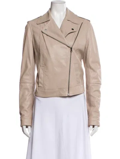 Pre-owned Vince Leather Biker Jacket In Neutral