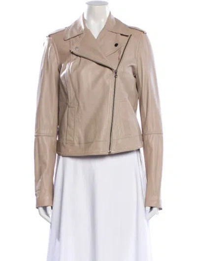 Pre-owned Vince Leather Biker Jacket In Neutral
