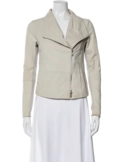Pre-owned Vince Leather Biker Jacket In Neutral