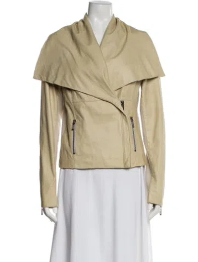 Pre-owned Vince Leather Biker Jacket In Neutral