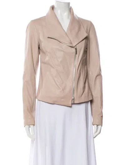 Pre-owned Vince Leather Biker Jacket In Neutral