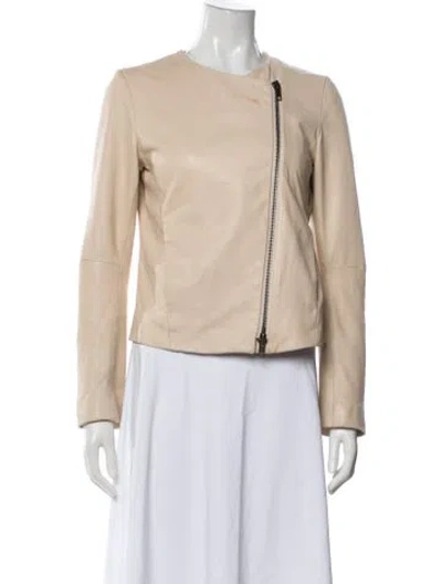 Pre-owned Vince Leather Biker Jacket In Neutral