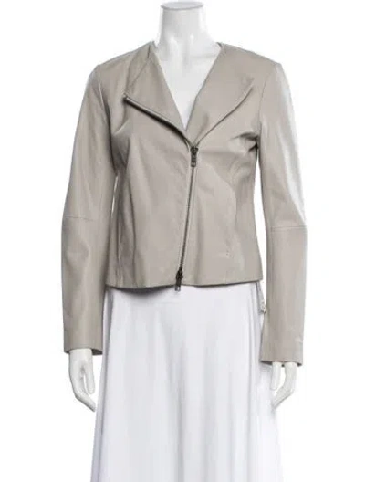 Pre-owned Vince Leather Biker Jacket In Neutral