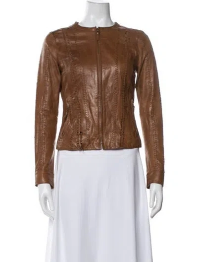 Pre-owned Vince Leather Biker Jacket In Neutral