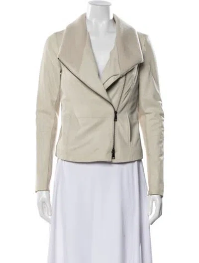 Pre-owned Vince Leather Biker Jacket In Neutral