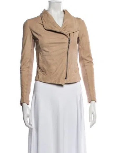 Pre-owned Vince Leather Biker Jacket In Neutral
