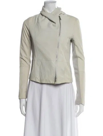 Pre-owned Vince Leather Biker Jacket In Neutral