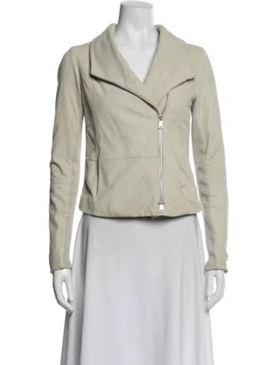 Pre-owned Vince Leather Biker Jacket In Neutral