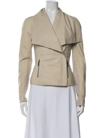 Pre-owned Vince Leather Biker Jacket In Neutral