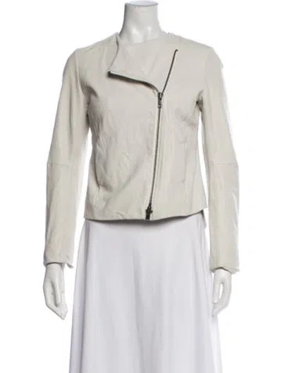 Pre-owned Vince Leather Biker Jacket In Neutral