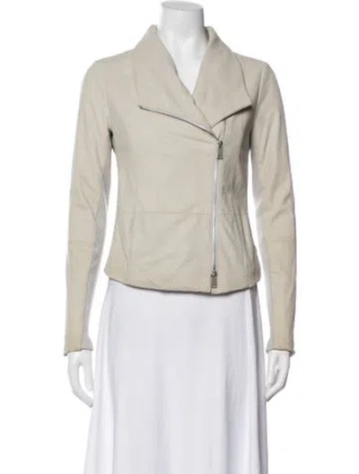 Pre-owned Vince Leather Biker Jacket In Neutral
