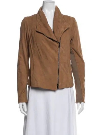 Pre-owned Vince Leather Biker Jacket In Neutral