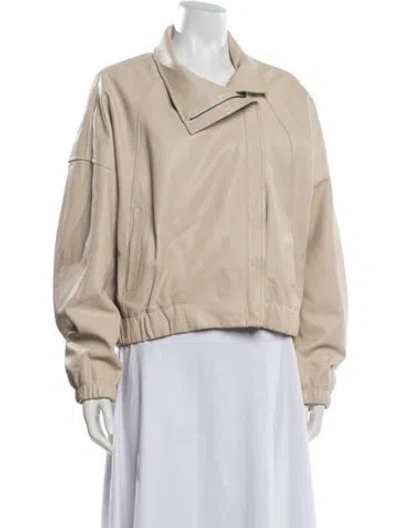 Pre-owned Vince Leather Biker Jacket In Neutrals
