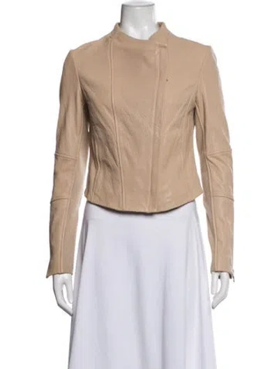 Pre-owned Vince Leather Biker Jacket In Neutrals