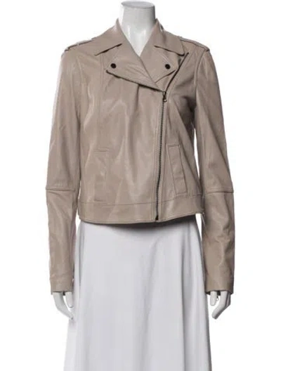 Pre-owned Vince Leather Biker Jacket In Neutrals