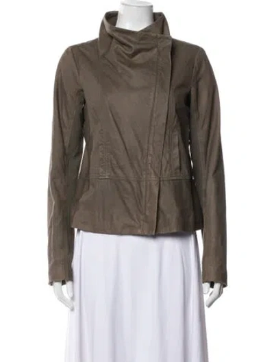 Pre-owned Vince Leather Biker Jacket In Neutrals