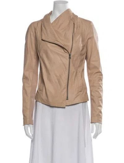 Pre-owned Vince Leather Biker Jacket In Neutrals