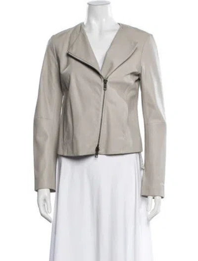 Pre-owned Vince Leather Biker Jacket In Neutrals