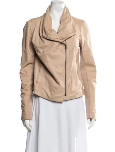 Pre-owned Vince Leather Biker Jacket In Neutrals