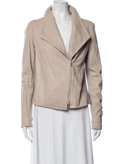 Pre-owned Vince Leather Biker Jacket In Neutrals