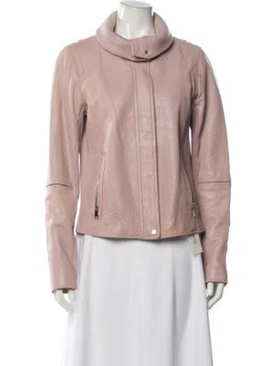 Pre-owned Vince Leather Biker Jacket In Pink