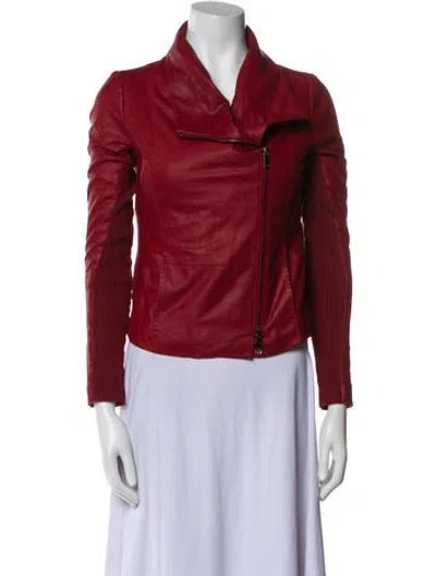 Pre-owned Vince Leather Biker Jacket In Red