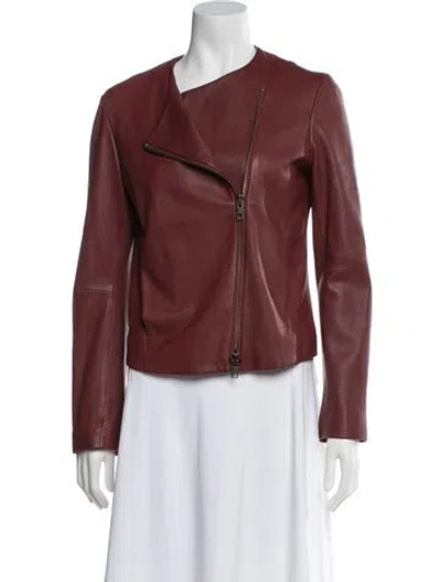 Pre-owned Vince Leather Biker Jacket In Red